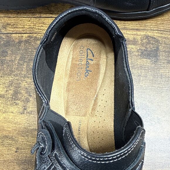Clarks Women's Cheyn Madi Slip-On Black Leather Loafers Shoes Size 11 - Picture 7 of 15